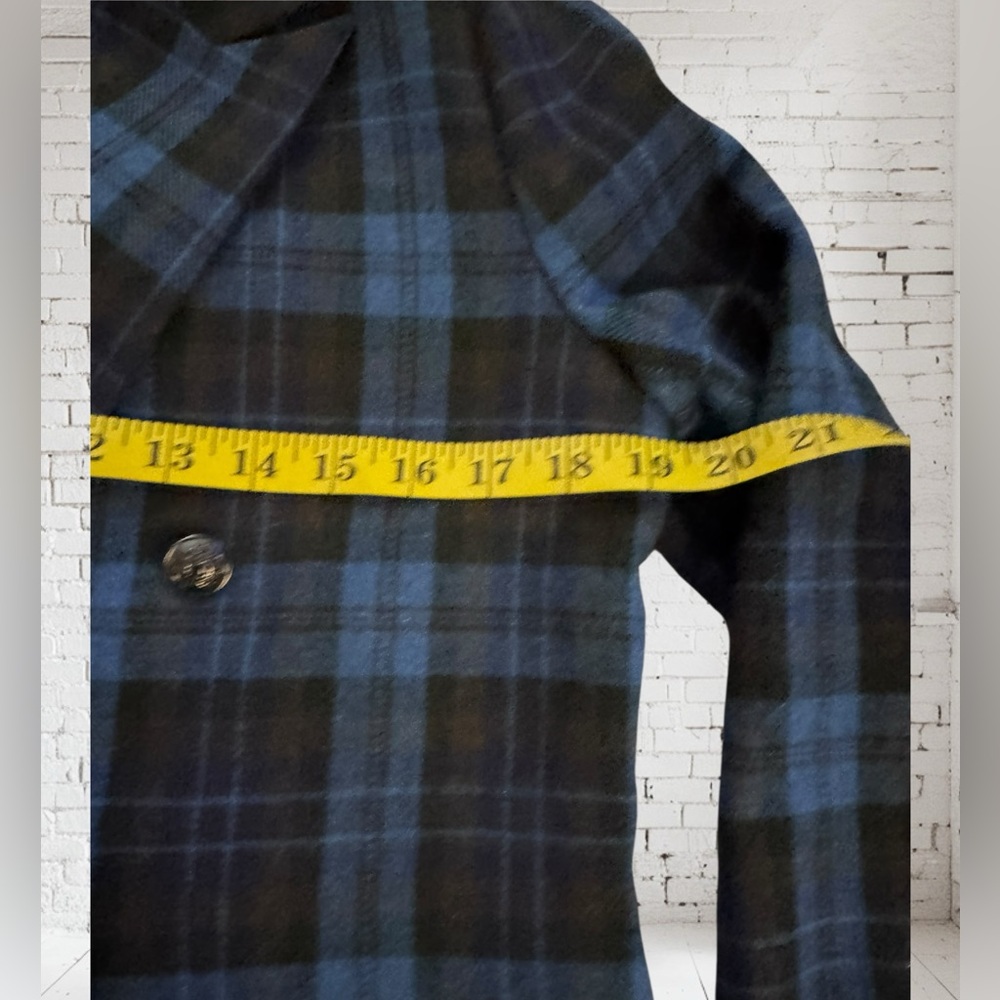 Doe & Rae Blue Plaid Blazer Sz M NWOT | Double Breasted Boutique Layer - Picture 7 of 8